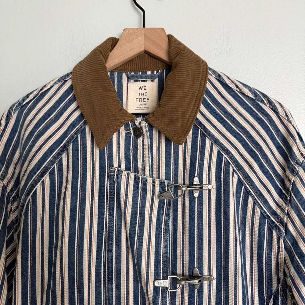 Free People We The Free Striped Denim Barn Coat - Picture 7 of 12